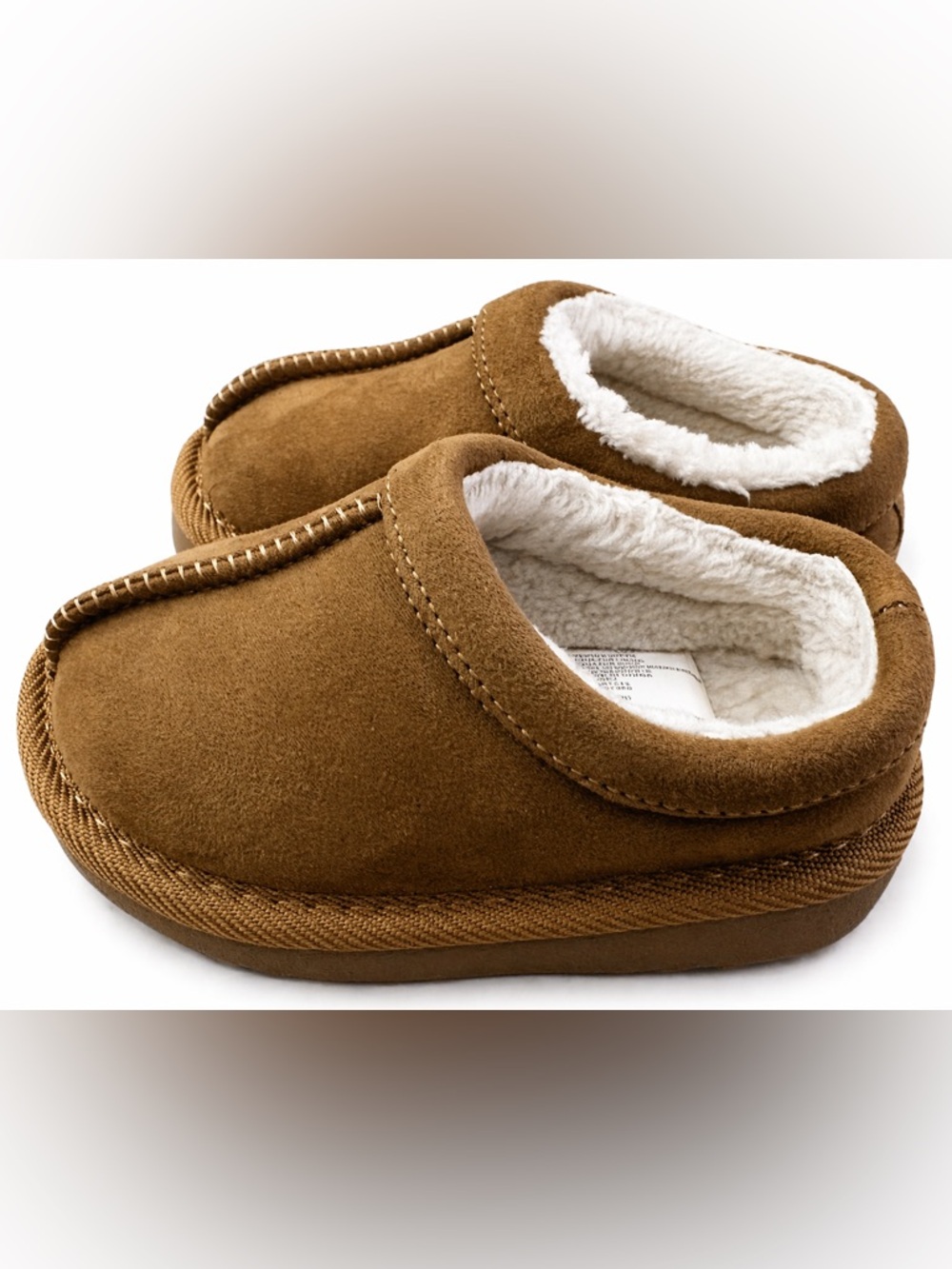 Toddler Brown Suede-Look Slip-On Slippers